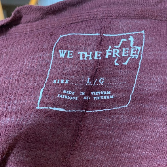 Free People Distressed Maroon Long Sleeve - Picture 3 of 4